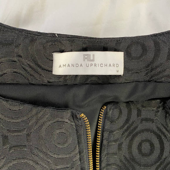 Amanda Uprichard Short Front Zip Long Sleeve Black Geometric Print Jacket Size M - Picture 4 of 6